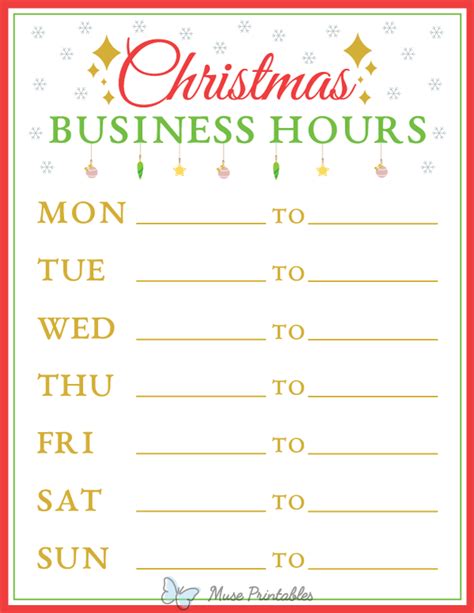 Printable Holiday Hours Sign