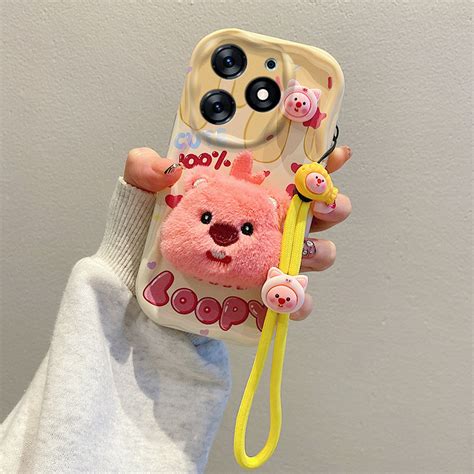 Infinix Hot 40 Pro Hot 30 Play Hot 30i NFC 可愛貓咪熊狗卡通毛絨公仔手機殼帶腕 蝦皮購物