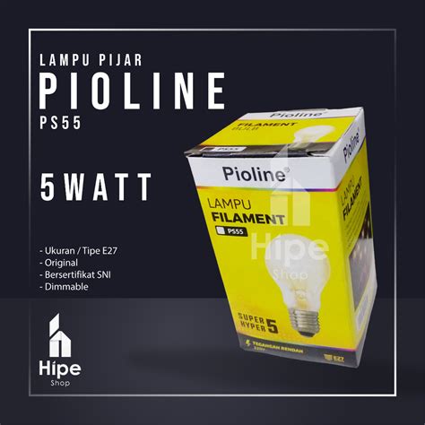 Jual Lampu Pijar Bohlam Pioline 5 Watt PS55 Bola Lampu Filament Bulb