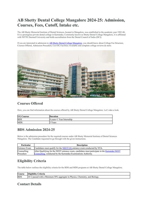 Ab Shetty Dental College Mangalore 2024 25 Pdf