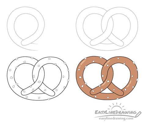 How To Draw A Pretzel Step By Step Easylinedrawing