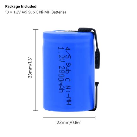 4/5SC SC Sub C li-Po Lithium Batterij 1.2V 2800mAh... – Vicedeal