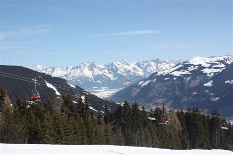 Ski Lift, Zell am See Skiing Resort. Stock Image - Image of elevator ...