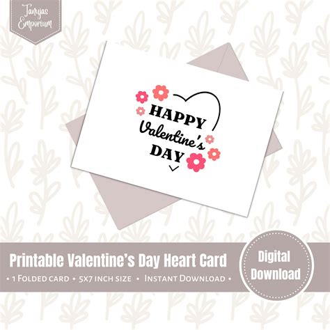 Printable Valentines Day Heart Card Printable Valentines Day Greeting ...