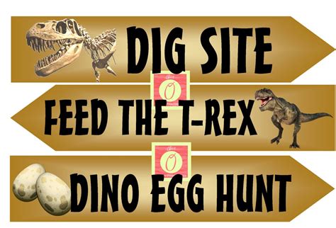 Printable Dinosaur Signs Arrows Dinosaur Party Decoration Dinosaur