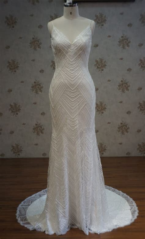 White Beaded Bridal Gowns With Straps From Darius Custom