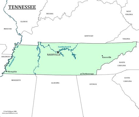 Tennessee State Map - Map of Tennessee and Information About the State