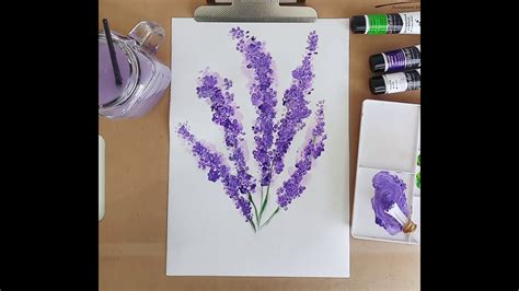 How To Paint Lavender Flower Using Cotton Buds Youtube