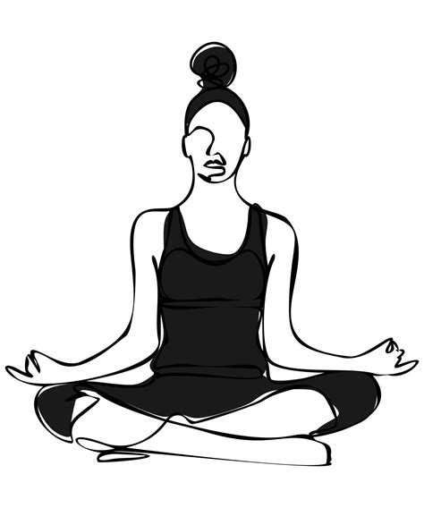 Woman Doing Exercise In Yoga Pose Lotus Position Vector Silhouette