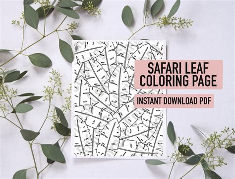 Printable Jungle Leaf Collage Coloring Page PDF Instant Download - Etsy