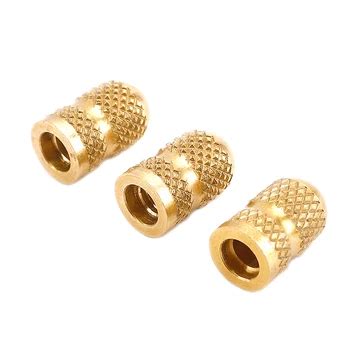 Curved Groove Copper Female Thread Stud Cylindrical Ball End Cross Knurled Hot Melt Brass Insert
