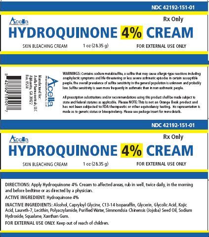 Hydroquinone 4% Information, Side Effects, Warnings and Recalls