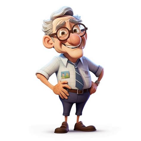 Premium Photo | A cartoon old man character with glasses and a tie