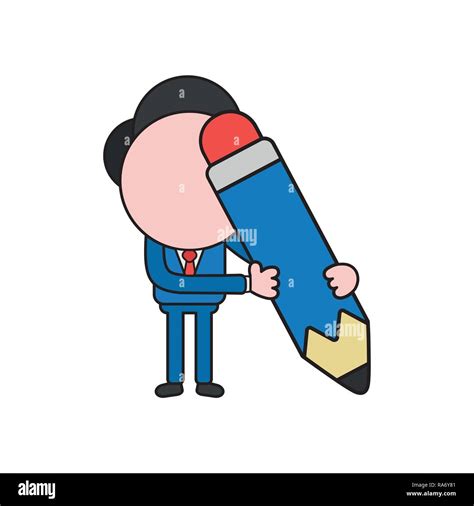 Vector Illustration Concept Of Businessman Character Holding Pencil