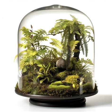 Premium Photo Glass Florarium With Ferns And Plants On White Background