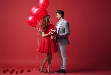 Premium Photo Valentines Day Romantic Couple With Balloons