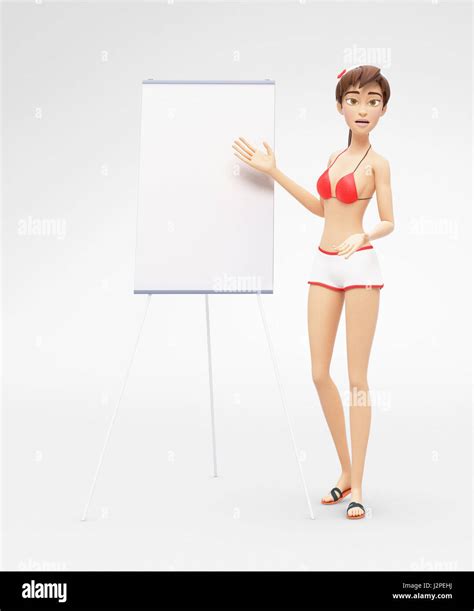 Produkt Flipchart Mockup Blank Board Mit Jenny D Cartoon Weibliche