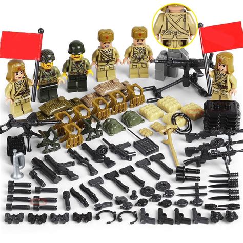 Lego Building Blocks World War Ii Military Base Us Army German Army 8 Road Doll Toy Special ...