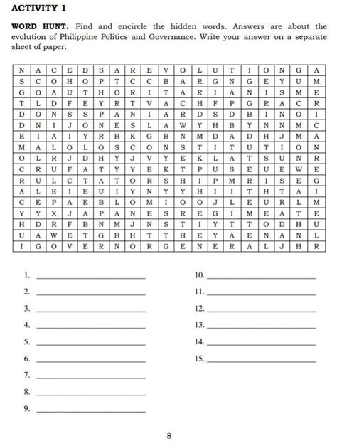 Activity 1 Word Hunt Find And Encircle The Hidden Words Answers Are