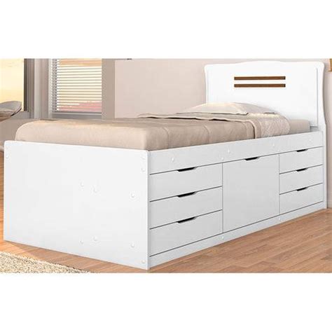 Cama Solteiro Gavetas Floren A Mdf Branco Fosco Conquista