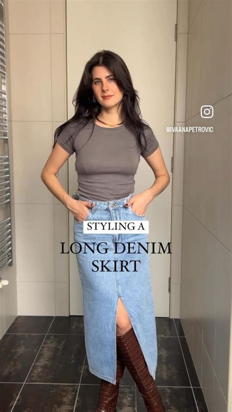 How To Wear A Long Denim Skirt Outfit Ideas Denim Skirt Outfits