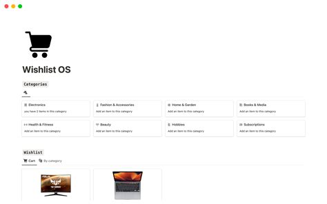 Wishlist Template | Notion Marketplace
