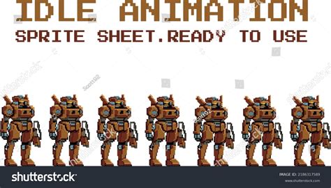 Robot Pixel Art Character Animation Attack Idle Royalty Free Stock