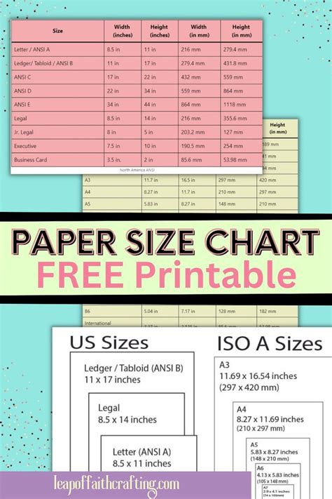 Printable Paper Size Chart (FREE!) | Paper sizes chart, Printable paper ...