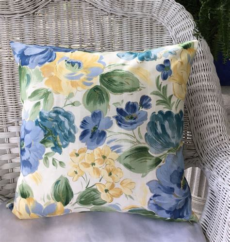 Blue And Yellow Floral Throw Pillow English Country Cottage Etsy Chic