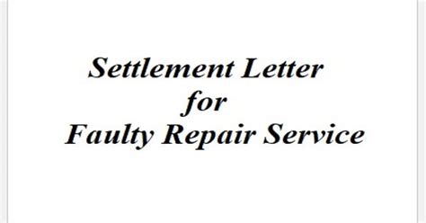 Settlement Letter For Faulty Repair Service Assignment Point