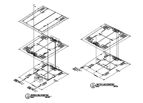 Sewer And Water Line Isometric Elevation Drawing DWG File - Cadbull