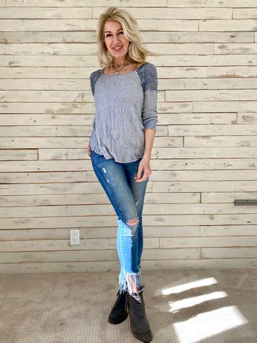 Kat 3 4 Light Denim Wash Rib Tee Surrealistusa