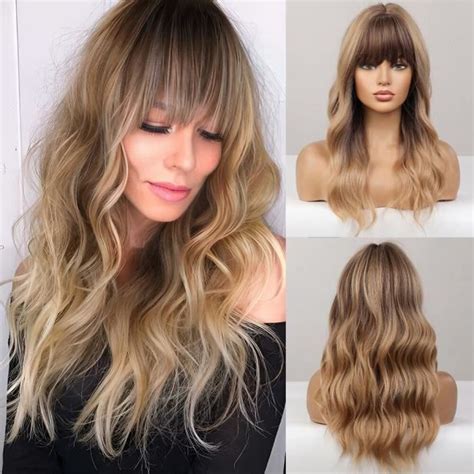 Perruque Blonde Avec Frange AUTREMENT Longue Ondule Gold Femme Cdiscount Jeux Jouets