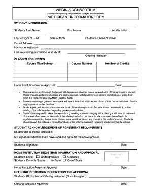 Fillable Online Registrar Gmu Va Consortium Registration Form