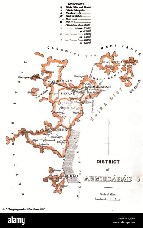 Ahmedabad District Map 1877 Stock Photo - Alamy