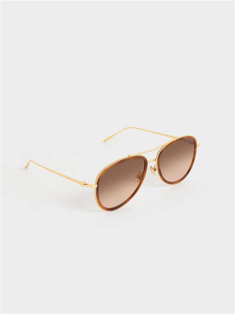 Tortoiseshell Recycled Acetate Gradient Tint Aviator Sunglasses