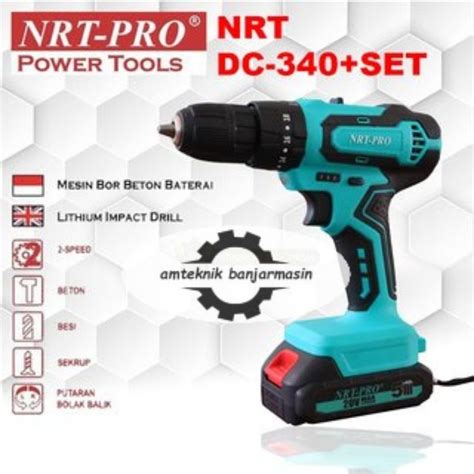 Jual NRT PRO Bor Cordless 20v 10mm Beton 340 Set Bor Cordless 10mm