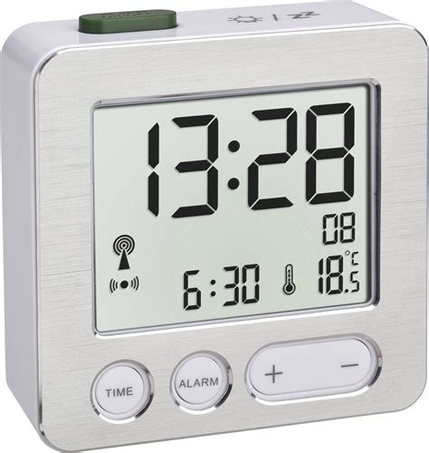 Tfa Dostmann Radio Alarm Clock Silver Aluminium Brushed