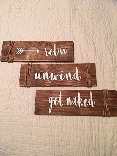 Amazon Relax Unwind Get Naked Brown Bathroom Spa Wooden Signs Handmade Products