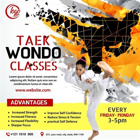 Taekwondo Classes | Taekwondo classes, Leaflet template, Class poster