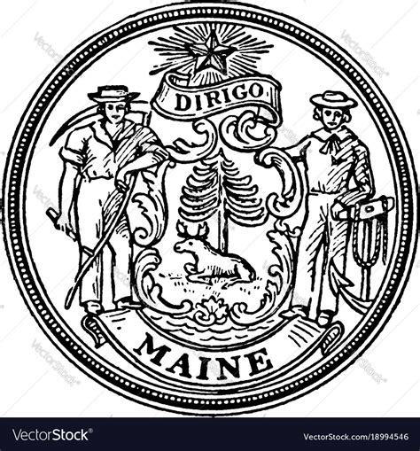 Seal of the state of maine vintage Royalty Free Vector Image