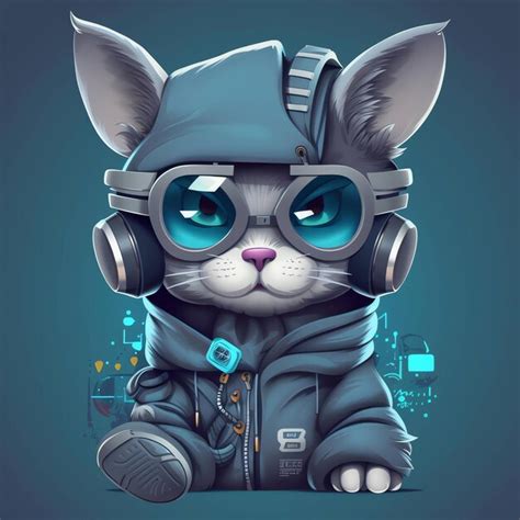 Premium AI Image | A cartoon cat with a blue hoodie and glasses that ...