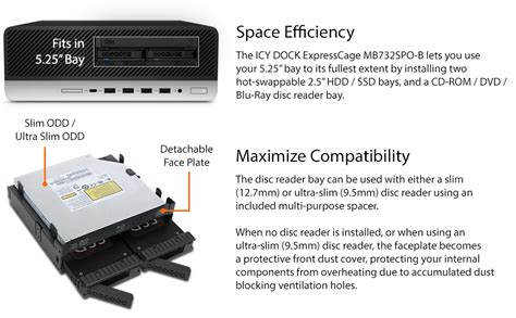 ICY DOCK ExpressCage MB732SPO B Ultra Slim Slim ODD Bracket Dual 2 5 SAS SATA HDD SSD Hot