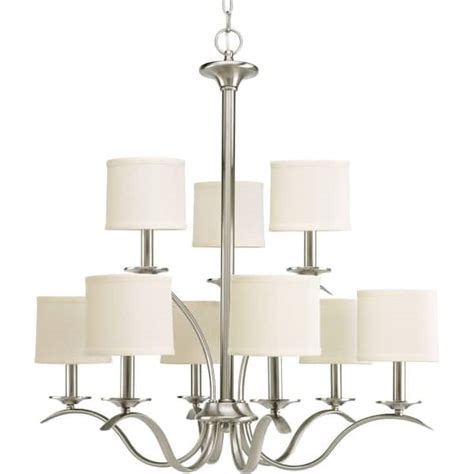 Progress Lighting Inspire Collection 9 Light Brushed Nickel Off White