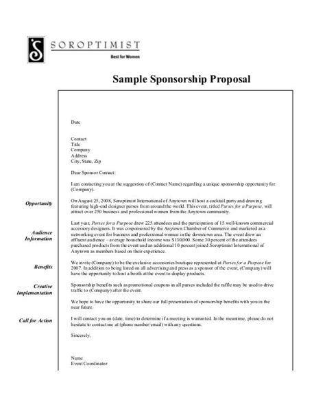 sponsorship proposal templates   printable word  formats