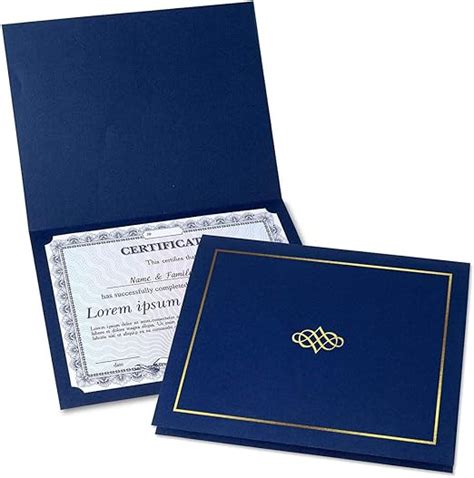 Ornate Blue And Gold Certificate Folders Pack 50 Linen