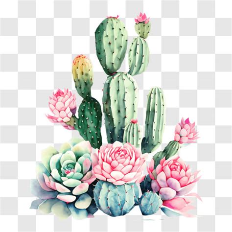 Descarga Plantas De Cactus Del Desierto Vibrantes Con Flores Rosas Y