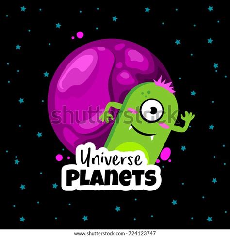 Universe Planets Space Concept Cute Ufo Stock Vector Royalty Free