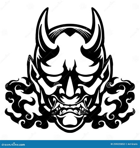 Japanese Hannya Mask Silhouette Vector Illustration