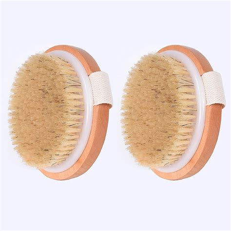 Dry Brushing Body Brush Pcs Natural Boar Bristle Round Exfoliating